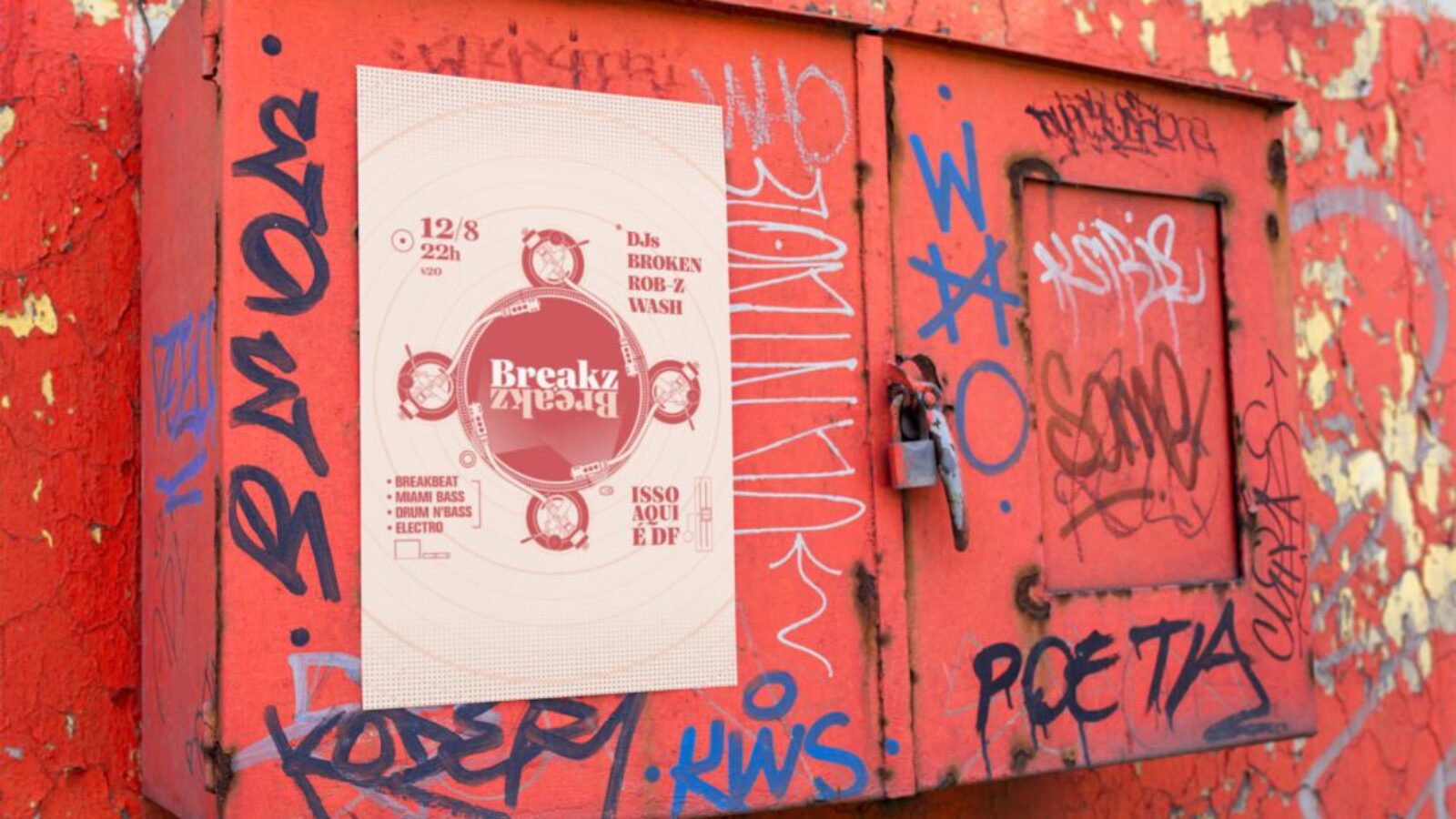 mockup-of-a-poster-placed-on-a-graffiti-metal-box-a14409