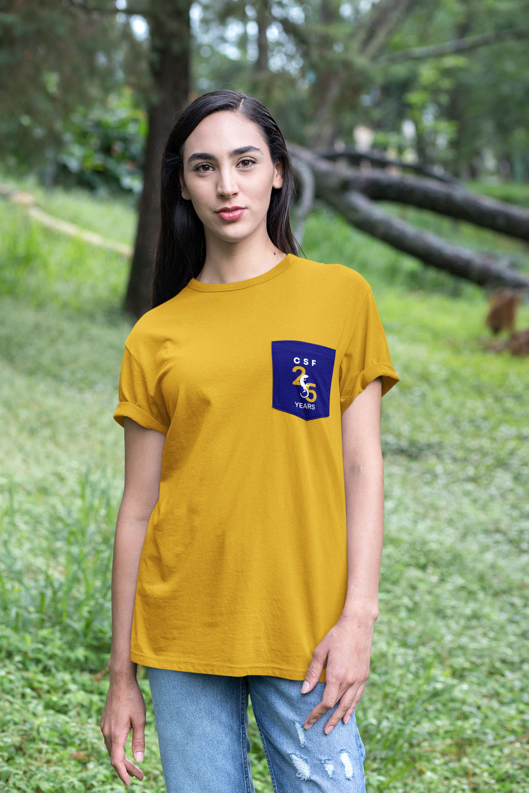 pocket-tee-mockup-featuring-a-young-woman-in-the-woods-30078