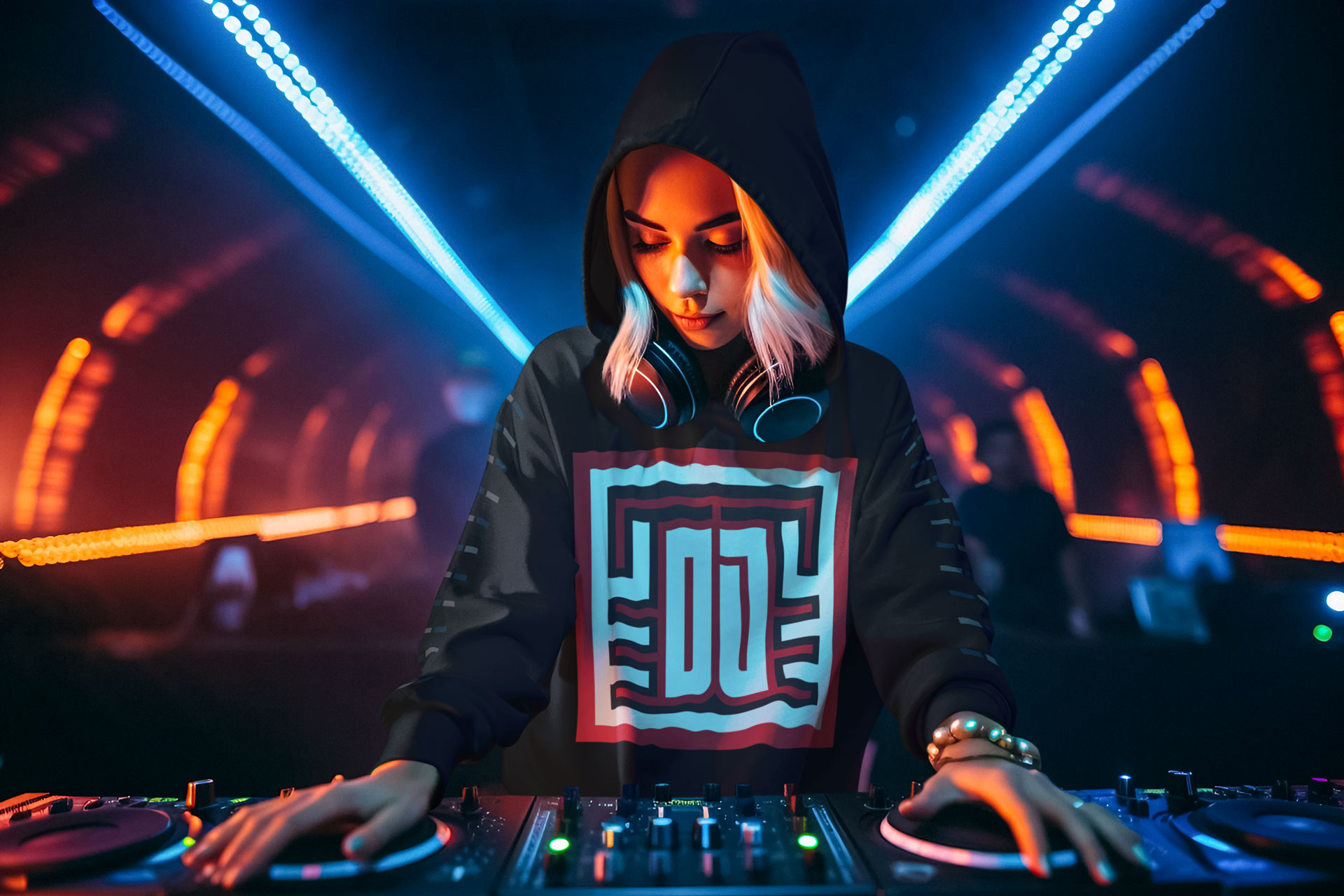 pullover-hoodie-mockup-of-an-ai-created-female-dj-playing-in-a-neon-booth-m36384